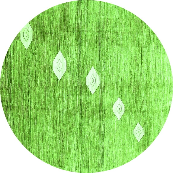Ahgly Company Indoor Round Abstract Green Contemporary Area Rugs, 5' Round