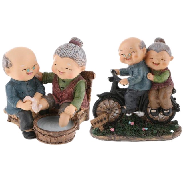 Decoración de Pareja Mayor Hombre Anciano para el Hogar (02; Pareja de s Decorativa Anciana para el Hogar (02 de pies + 08 Coupl)
