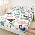 thumbnail image 3 of Manfei Colorful Dinosaur Bed Sheets,Jungle Wildlife King Sheets,Hawaii Sea Beach Coconut Sheet Set For Kids Girls Boys,Microfiber Bedroom Decor,4-Piece, 3 of 7