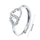 thumbnail image 3 of Anillos para mujer, regalos para mujer, anillo doble en forma de corazón para mujer, anillo de dedo con tachuelas de diamantes y corazón de niña, anillo en forma de corazón, el anillo, 3 of 4
