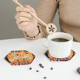 thumbnail image 3 of Leather Coasters with Heat-resistant for Drinks, Halloween Flamingos -标题2 Hexagon, 3 of 5