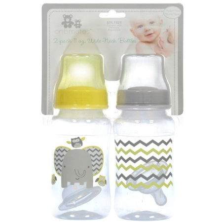 Cribmates 2 Piece Wide Bottle Elephant Zigzag, Grey/Yellow