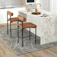 thumbnail image 4 of Costway 26" Upholstered Bar Stools Set of 4 with Padded Cushion & Backrest Footrest Brown, 4 of 9