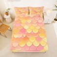 thumbnail image 4 of Manfei Mermaid Scale Queen Sheets, Gradient Fish Scale Queen Sheet Sets, Pink Yellow, 4pcs, 1 Flat Sheet, 1 Fitted Sheet and 2 Pillowcases, 4 of 6