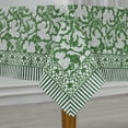 thumbnail image 3 of -Pantone Artichoke Green Cotton Hand Block Print Tablecloth Dinning Table Cover, Thanks Giving Table Christmas Farmhouse Buffet Wedding Tablecloth 4 Seater 60x60 Inches Square, 3 of 6