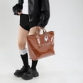 thumbnail image 6 of Glossy Embossed Patent Leather Tote Bag, Large Capacity Top Handle Handbag, Waterproof Fashion Daily Shoulder Bag with Inner Pocket for Women, Work Office Travel Shopping, 6 of 6