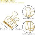 thumbnail image 2 of Small Binder Clips, 36 Pack, 3/4 Inch, Standard 19mm, Hollow Out Gold, Capacity 0.31 Inch, Fold Clamp, Wire Clip, Micro Paper Clips, Office Clips, 2 of 7