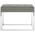 thumbnail image 3 of Safaiveh Roitfeld Modern Glam Upholstered Rectangular Ottoman, Grey/Chrome, 3 of 5