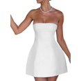 thumbnail image 3 of Robe Tube Sans Bretelles pour Femmes, Robe de Soirée Boîte de Nuit, Robe de Bal Courte Blanche P, 3 of 10