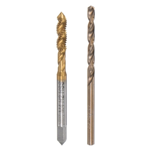 Uxcell M4 x 0.7 Spiral Flute Tap 3.3mm Drill Bit Cobalt High Speed Steel Titanium Plated