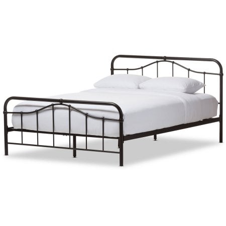 Baxton Studio Upton Vintage-Inspired Queen-Size Iron Metal Platform Bed, Dark Bronze Finish