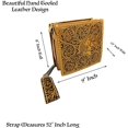 thumbnail image 2 of Urbalabs Western Purse Genuine Leather Hand Tooled Floral Horse Ladies Bag Leather Chain Strap Purse Hand Stitched (Light Brown), 2 of 7
