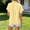thumbnail image 6 of Besolor Womens Button down Dress Shirts Collared Short Sleeve Textured Tops Casual Summer Work Blouses with Pocket, 6 of 7