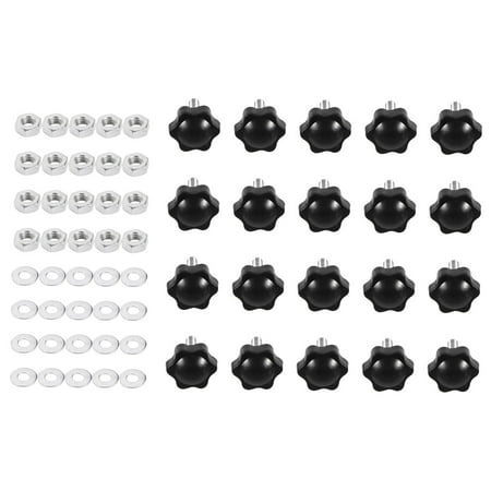 

60Pcs M8 x 30 Hex Shaped Male Thread Metal Clamping Hand Star Knobs with Hex Nuts and Flat Washer Assortment Kit