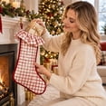 thumbnail image 4 of YingYouFu Christmas Red and White Check Stockings with Ruffled Cuff , Xmas Large Hanging Stockings Decorations for Christmas Tree Fireplace Family Holiday Party Decor, 4 of 7