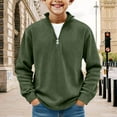 thumbnail image 2 of Fesfesfes Boys Solid Color Fashionable Stand Collar Zipper Long Sleeve Casual Loose Top for Kids Age 4 to 15 Years Trendy Comfortable Everyday Wear Pullover Jacket(Army Green,4-5 Years), 2 of 5