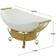 thumbnail image 3 of CosmoLiving by Cosmopolitan 24" x 11" White Glass Kitchen Serving Bowl with Gold Metal Scroll Stand, 1-Piece, 3 of 8