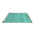 thumbnail image 2 of Ahgly Company Machine Washable Indoor Square Abstract Turquoise Blue Contemporary Area Rugs, 4' Square, 2 of 4