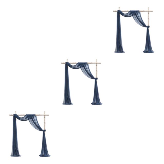 Ruiboury Wedding Arch Drapes Add Romantic Atmosphere With Wide Application Wedding Arch Draping Fabric Polyester Wedding Valance dark blue 3Set