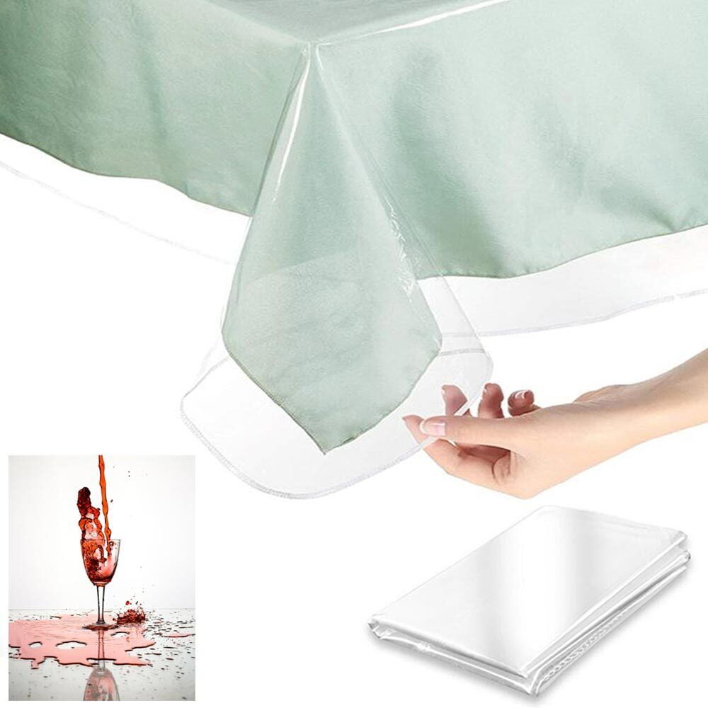 Heavy Duty Clear Vinyl Tablecloth Protector Waterproof Table Cover