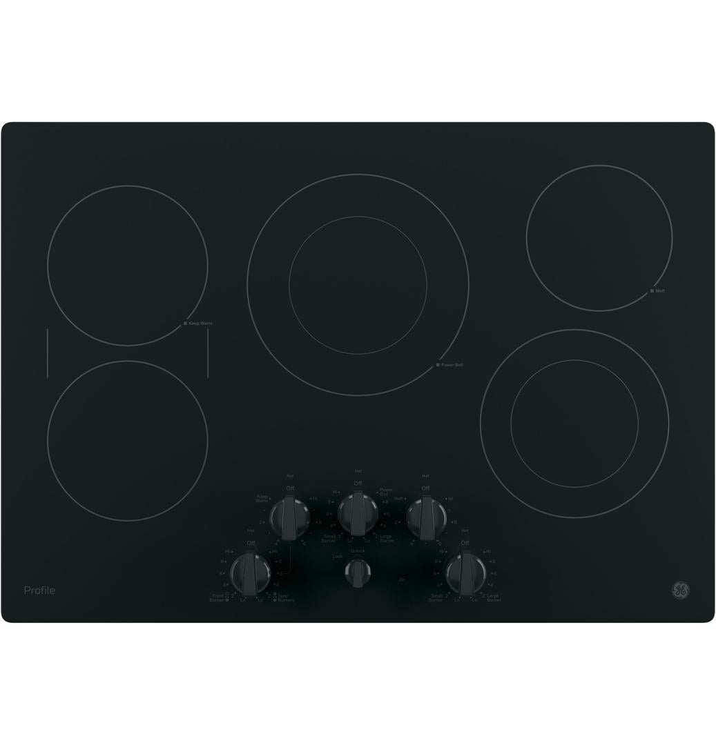 PP7030DJBB 30" Built in Electric Cooktop with 5 Radiant Cooking Elements Front Center Control