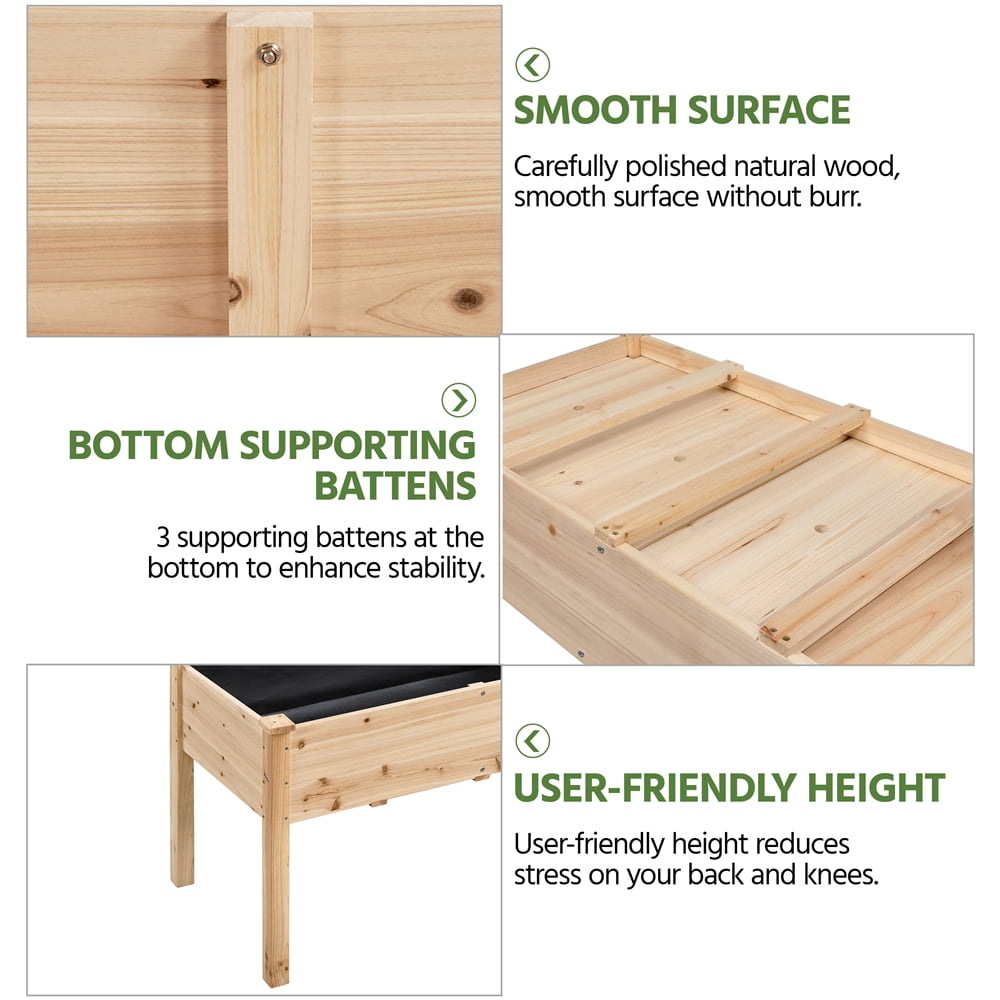 Yaheetech Rectangle Fir Wood Raised Garden Bed Planters, Wood