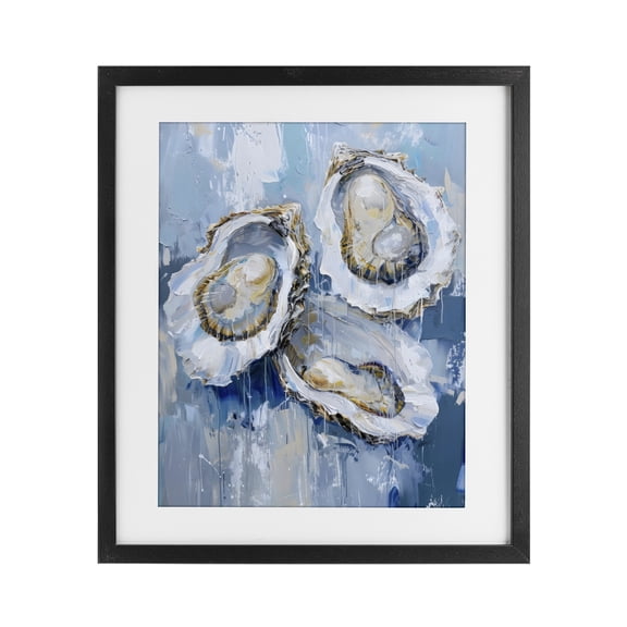 Stupell Industries Vibrant Blue Oysters Black Framed Print Under Glass, design by Creative Studio