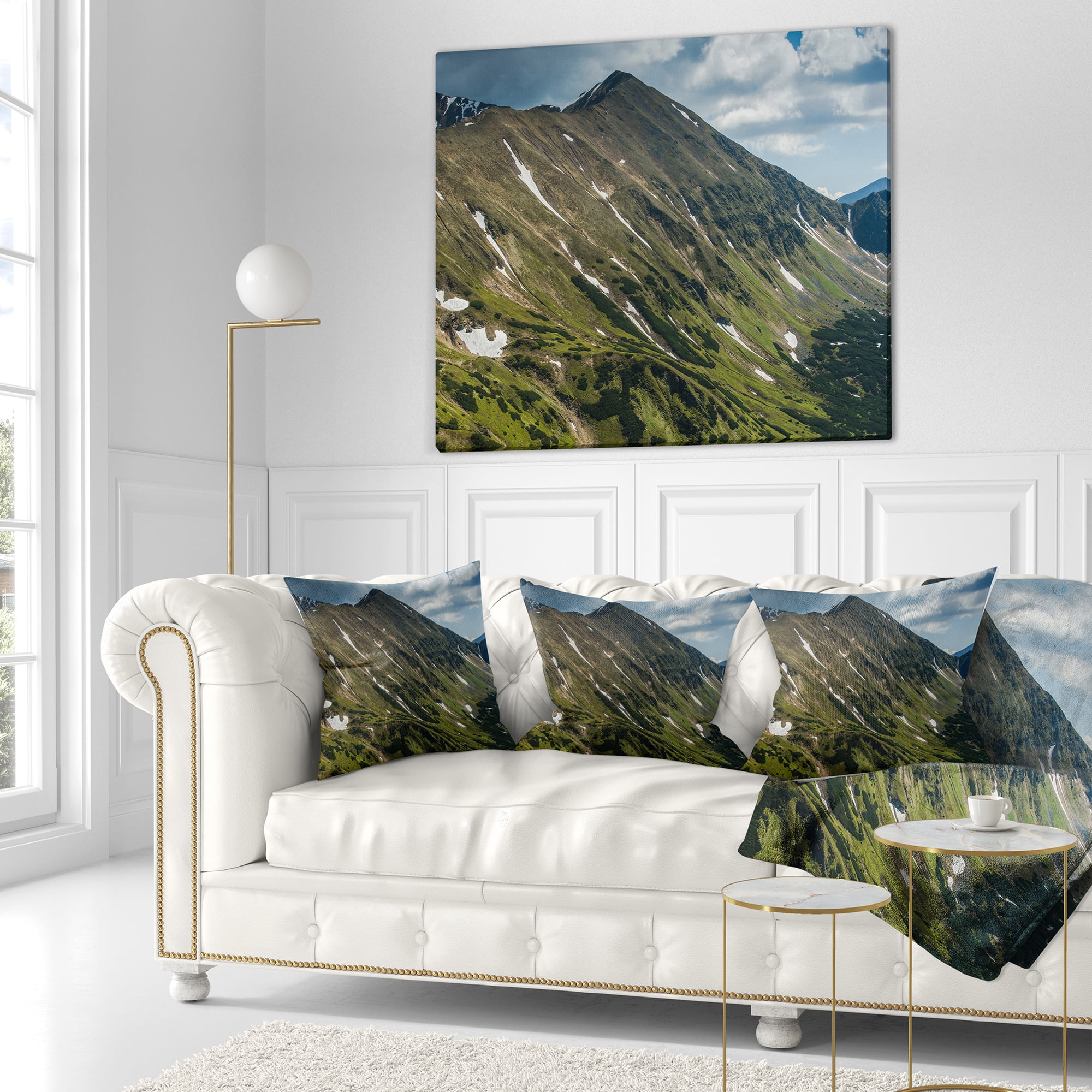 Designart Tatra Mountains Panoramic View - Landscape Printed Throw Pillow - 18x18
