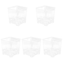 PTOOTP 5-Pack Clear Acrylic Rectangle Planter Boxes for Plants, Transparent Plant Pots for Indoor and Outdoor Gardening