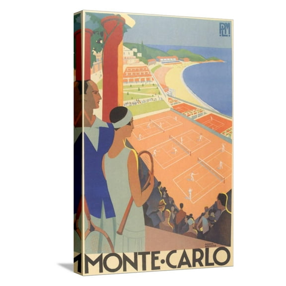 Art.com Travel Poster for Monte Carlo Stretched Canvas Print Wall Art, 12" x 18"