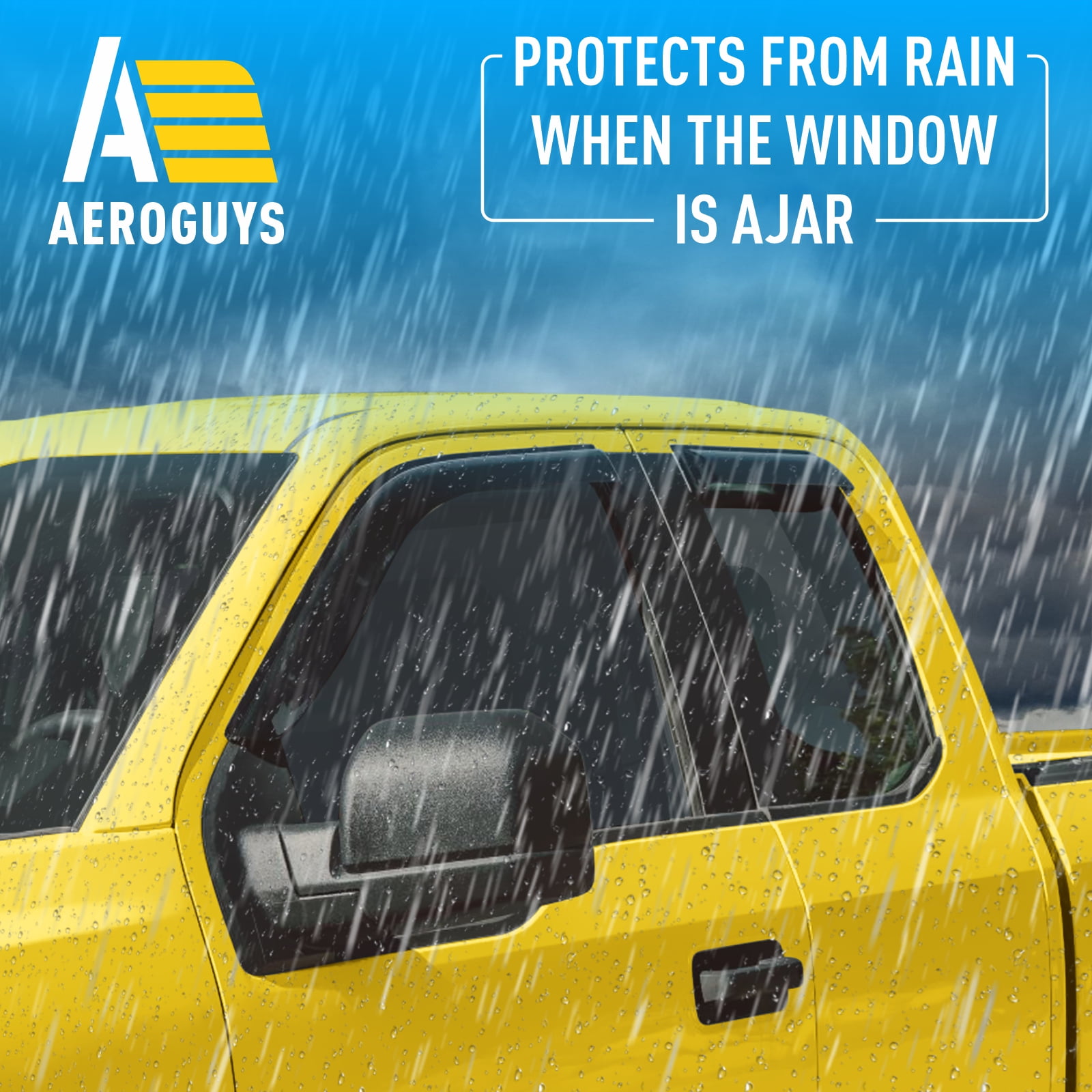 AEROGUYS Tape-On Window Deflectors Extra Durable Window Visors Rain Guards Fit for Ford F-150 2015-2025 SuperCab, Sun Visors, Wind Vent Visors, Car Accessories - 4 pcs. AG0721