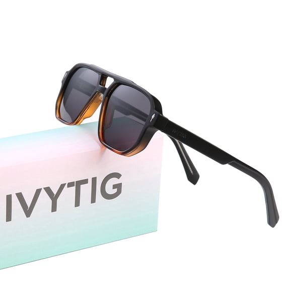 IVYTIG Muse Black Orange Gradient Avaitor Polarized Sunglasses for Men