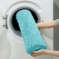 thumbnail image 6 of 3 Pieces Bathroom Rugs, Ultra Soft Non Slip Absorbent Chenille Toilet Bath Mat Set (Aqua Blue), 6 of 6