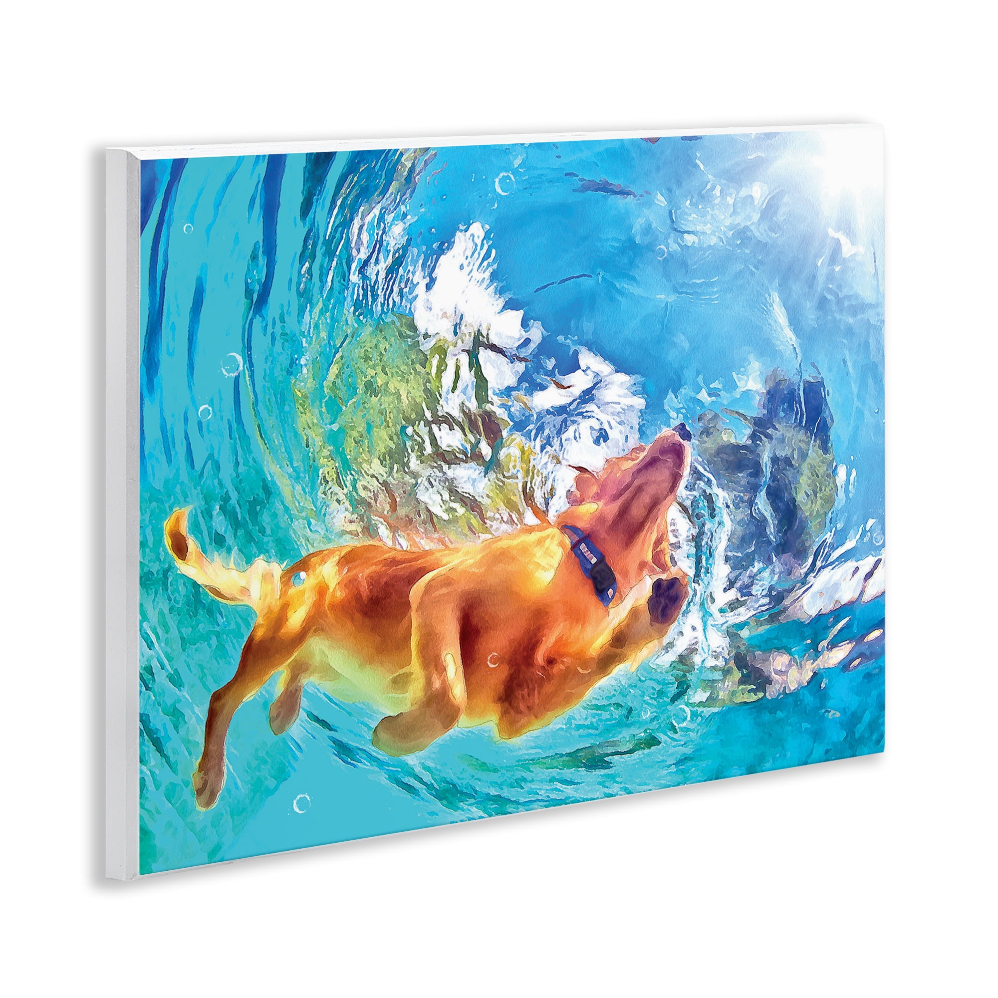 Stupell Industries Underwater Swimming Dog Animals & Insects Painting Unframed Art Print Wall Art, 14 x 11