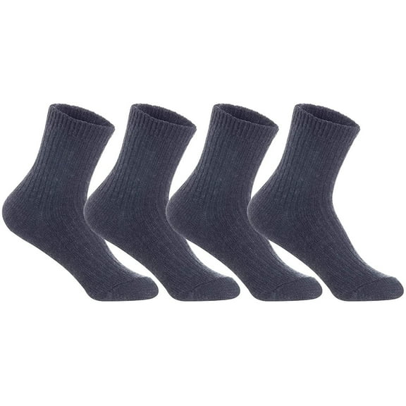 Lian LifeStyle Women's 4 Pairs Perfect Fit Wool Crew Socks. Cute and Comfortable with Wide Range of Colors and Styles LK08 Size Size 6-9 Dark Grey