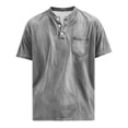 thumbnail image 6 of Miluxas Men's Henley Short Sleeve Shirt Lightweight Soft Crew Neck Casual Button T-Shirts Summer Basic Tees with Pocket Trendy Streetwear Gray, 6 of 6
