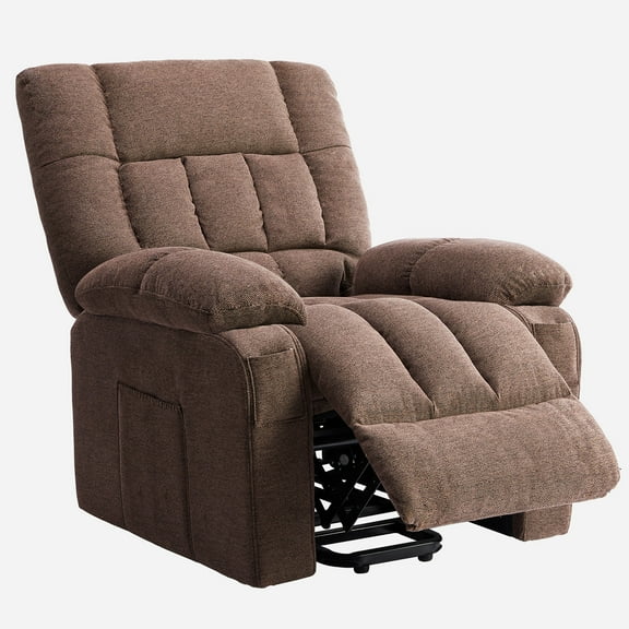 Simenmax Power Lift Recliner Chair, Massage Recliner with Heating, with Remote Control, Cup Holder, Side Pocket,Brown