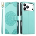 thumbnail image 2 of Leather Case For Apple iPhone 17 Pro 6.3",Embossed Totem Wallet With Card Holder,Wristband, Shockproof Kickstand Magnetic Cover,Light Green,For iPhone 17 Pro, 2 of 7
