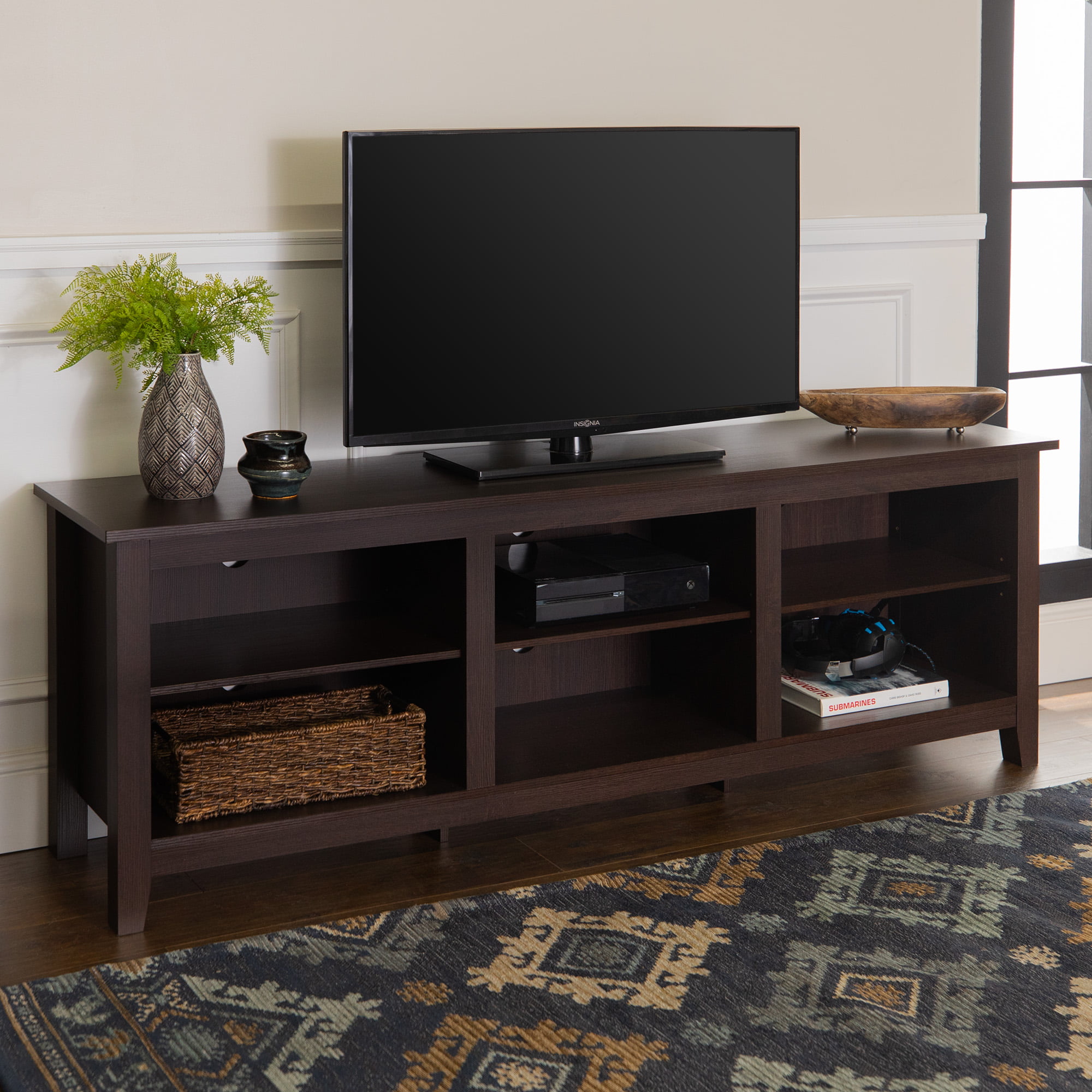 Wood 42" TV Stand Entertainment Espresso Furniture Center Organizer Living Room 