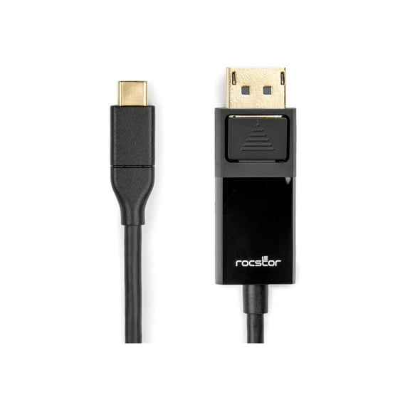 ROCSTOR 3FT USB-C TO DISPLAYPORT CABLE SUPPORTS 4K 60HZ-GOLD PLATED-BLACK