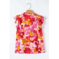 thumbnail image 5 of Women's Red Abstract Print Split V Neck Ruffle Short Sleeve Blouse for Summer | [ZhiHiMeRi] | (US 16-18)XL, 5 of 10