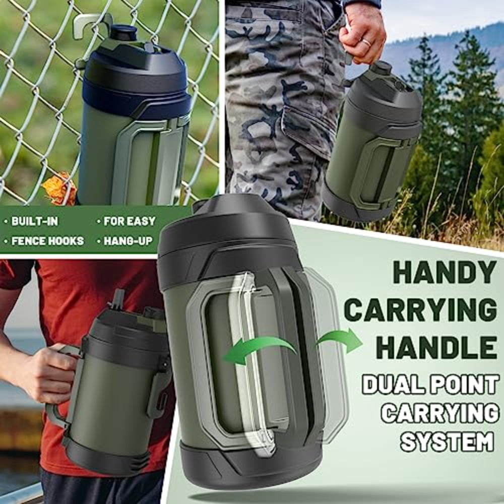1 gallon water jug 128 oz Large Insulated Stainless Steel Sports Water Jug Large Triple Wall Vacuum Insulation Water Bottle-Keeps Cold up to 48 Hrs-Sweat Proof for Gym Hiking Camping