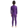 thumbnail image 5 of iiniim Kids Boys Girls Mock Neck Long Sleeve Unitard Leotard Full Length Body Suit Jumpsuit Dance wear Purple 10-12, 5 of 7