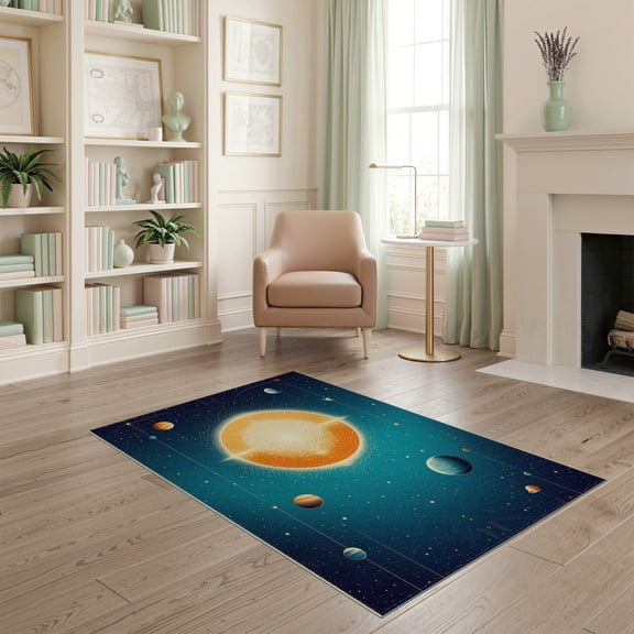 ODIKA System Galaxy Celestial Bodies Orbital Path Astronomy Poster Stain Resistant Low Profile for Dorm Room, Small Living Apartment