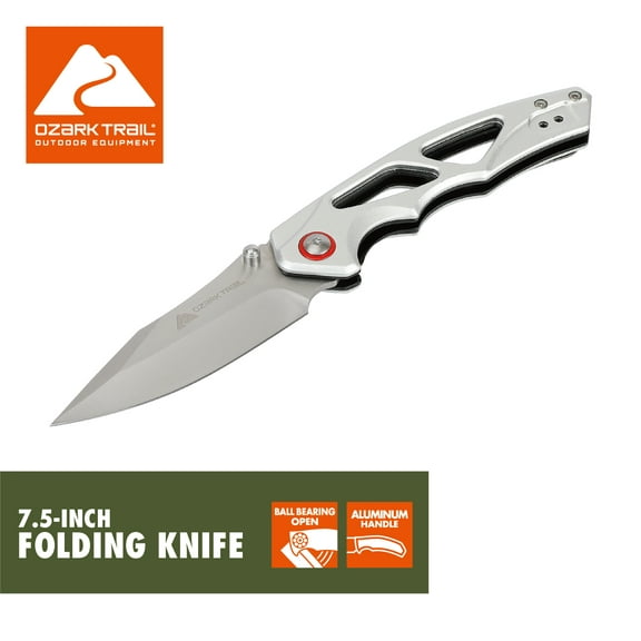 Ozark Trail 7.5-inch Skeleton Folding Knife, Silver