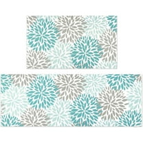 Anti-Fatigue Kitchen Rugs Set of 2, Kitchen Mats for Floor, Boho Non-Slip Rubber Cushioned Standing Mat, Teal Kitchen Rugs for Kitchen, Floor Home, Office, Sink, 17'''' x 47''''   17'''' x 30''''