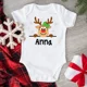 thumbnail image 4 of Body navideño personalizado con diseño de ciervo para bebé, ropa personalizada para niño y niña, mono a juego para vacaciones, peleles de manga corta para bebé, 4 of 5