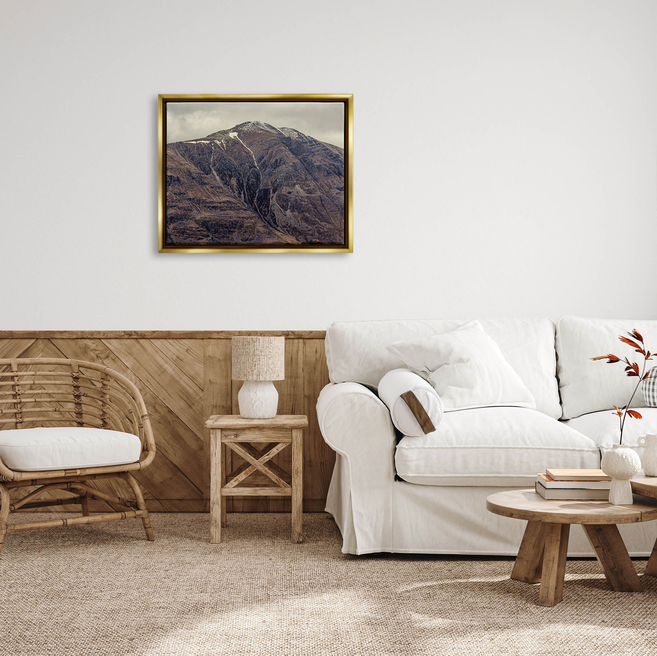 Stupell Industries Cloudy Mountain Peak Slope Photograph Metallic Gold Floating Framed Canvas Print Wall Art, Design by Lil' Rue