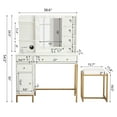 thumbnail image 5 of M optimized Vanity Desk with Stool and Charging Station, White Vanity Set with Mirror & Lights, 3 Lighting Colors, Large Makeup Table for Bedroom Dressing Room, 5 of 9