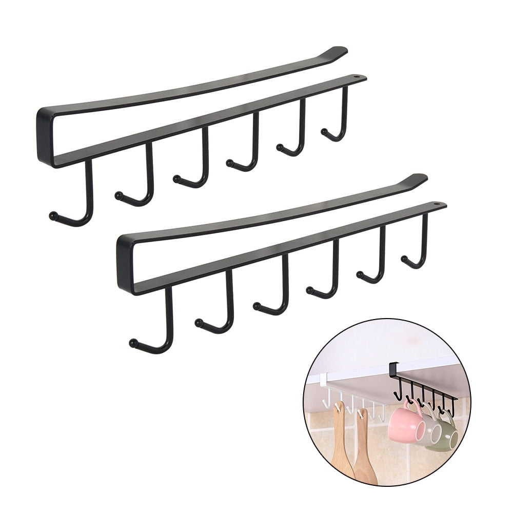 Willstar 2Pcs Metal 6 Hook Mug Rack Hanging Wardrobe Kitchen Organizer
